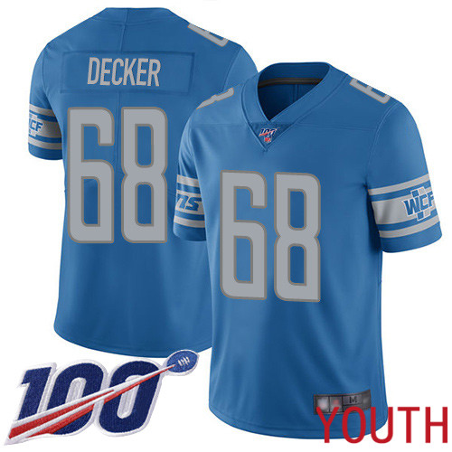 Detroit Lions Limited Blue Youth Taylor Decker Home Jersey NFL Football #68 100th Season Vapor Untouchable->youth nfl jersey->Youth Jersey